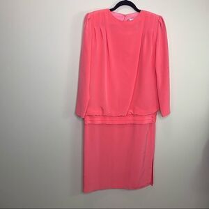Vintage Caron dress coral pink size 12 D1